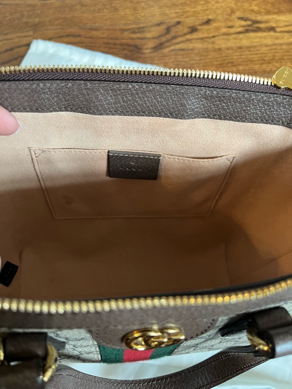 Gucci Convertible Brown GG Supreme Canvas Satchel with Green-Red Web Stripe - Picture 11 of 14